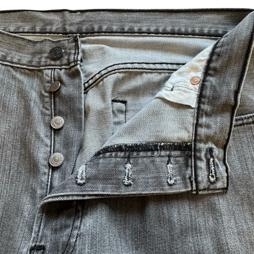 Levi's 501 Button‎ Fly Straight Leg Classic Jeans Faded Black Gray 36 x 34